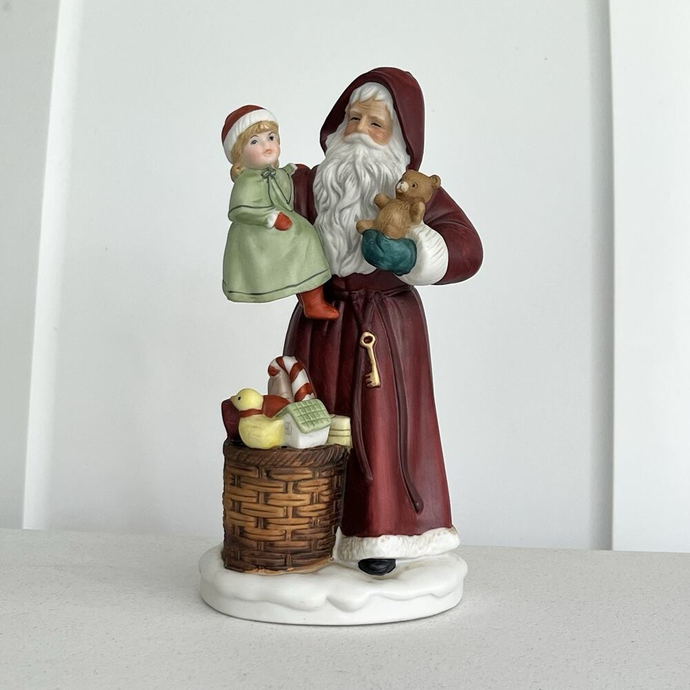 vintage‎ homco santa little girl basket of toys key old world st nick 5118